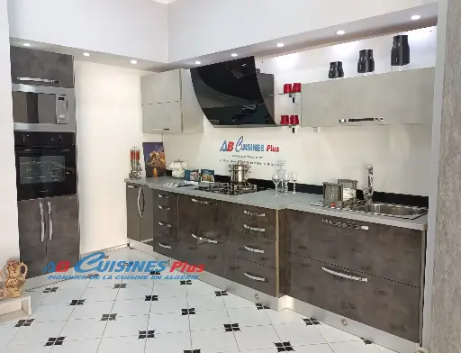 Cuisine en MDF Acrylique Gris